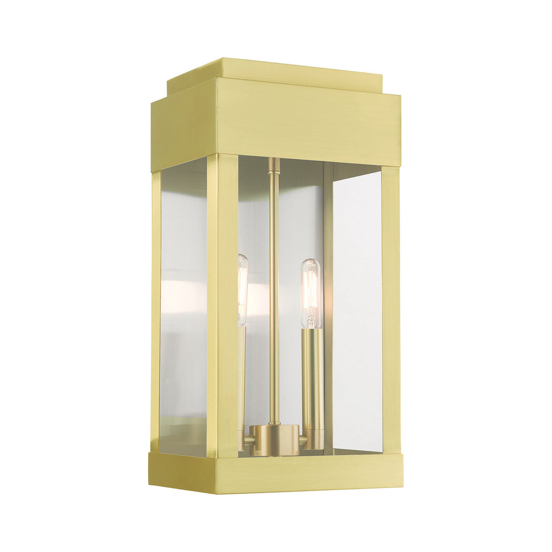 Livex Lighting 21235-12  York Outdoor Satin Brass W/ Brushed Nickel Stainless Steel