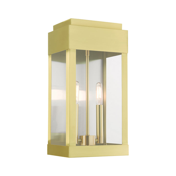 Livex Lighting 21235-12  York Outdoor Satin Brass W/ Brushed Nickel Stainless Steel
