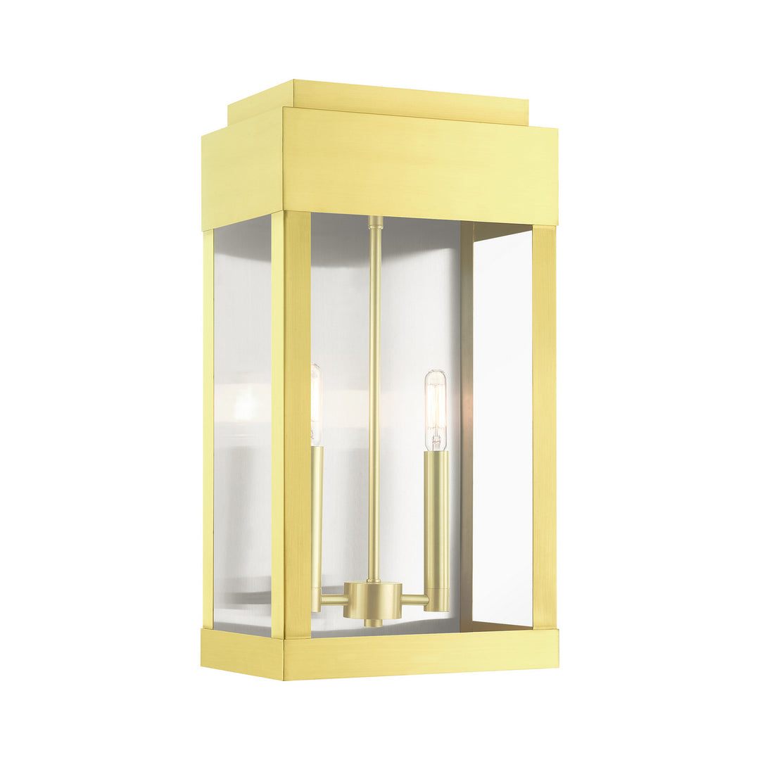 Livex Lighting 21238-12  York Outdoor Satin Brass W/ Brushed Nickel Stainless Steel