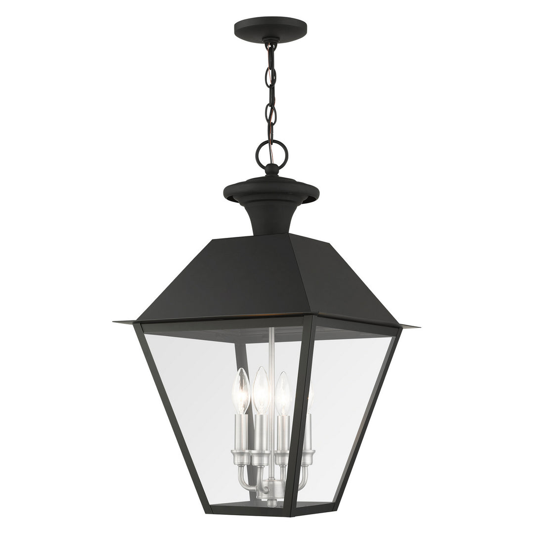 Livex Lighting 27224-04  Wentworth Outdoor Black W/ Brushed Nickel Cluster