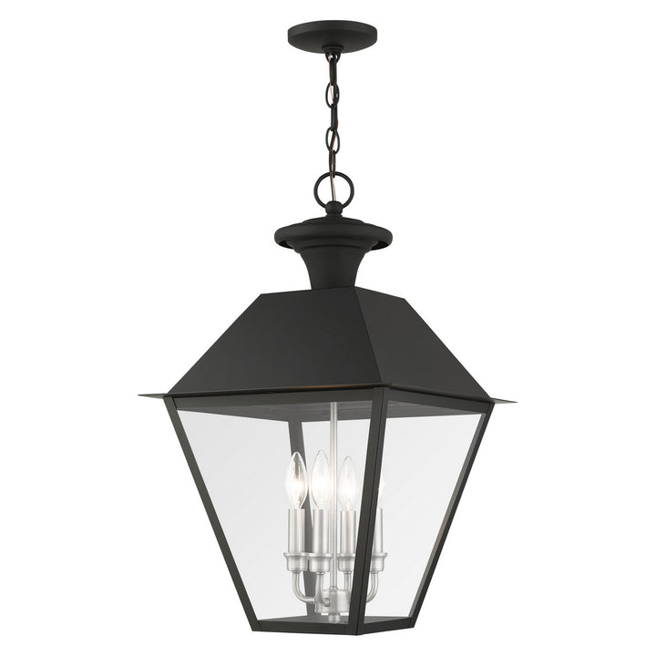 Livex Lighting 27224-04  Wentworth Outdoor Black W/ Brushed Nickel Cluster