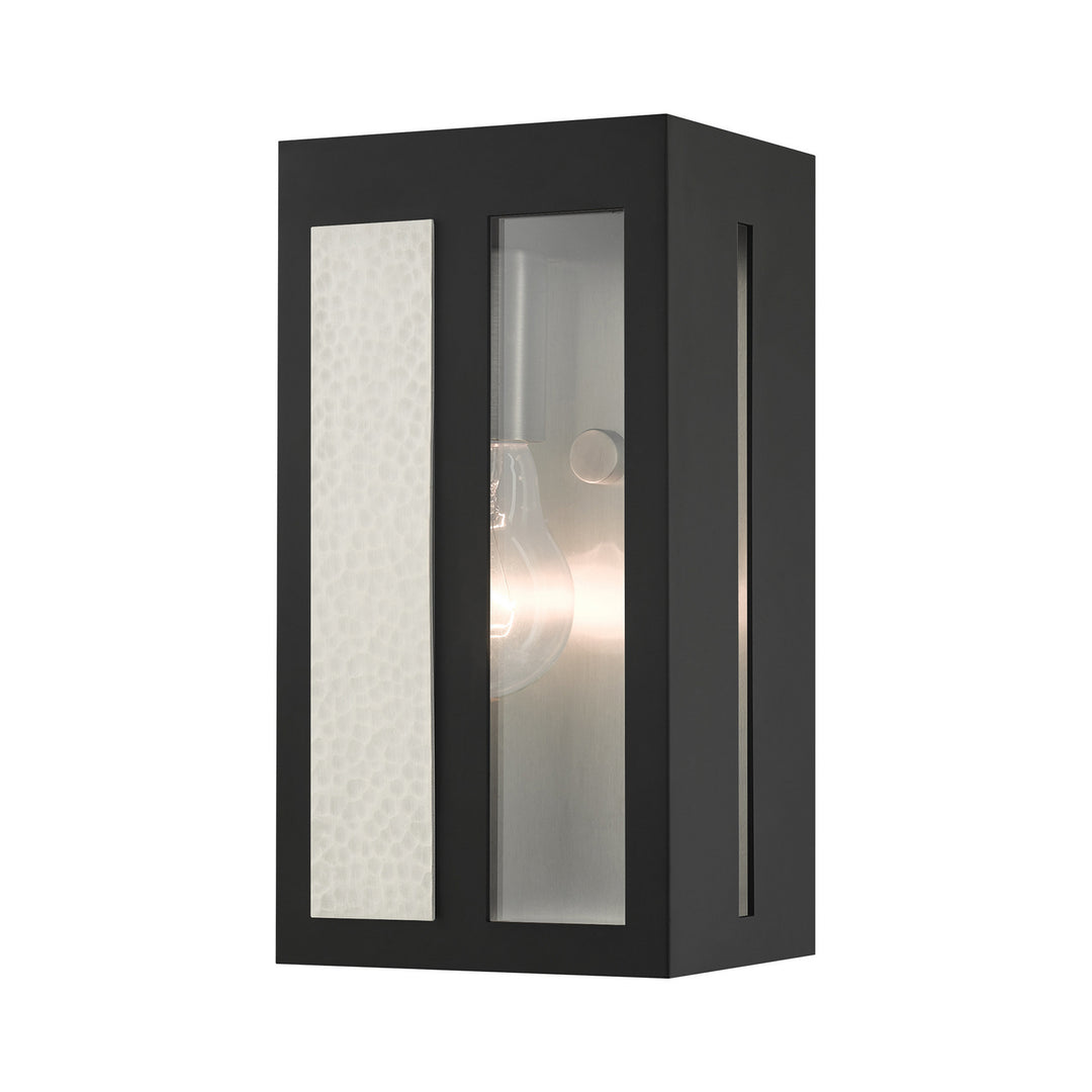 Livex Lighting 27411-04  Lafayette Outdoor Black W/ Hammered Brushed Nickel Panels