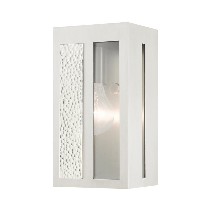 Livex Lighting 27411-91  Lafayette Outdoor Brushed Nickel W/ Hammered Polished Nickel Panels