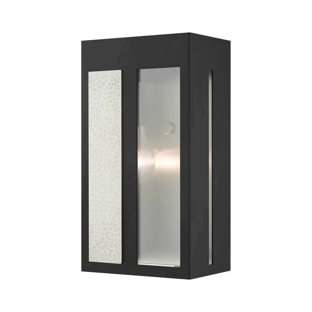 Livex Lighting 27412-04  Lafayette Outdoor Black W/ Hammered Brushed Nickel Panels