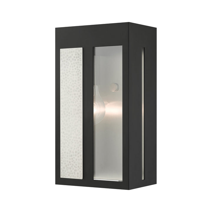 Livex Lighting 27412-04  Lafayette Outdoor Black W/ Hammered Brushed Nickel Panels