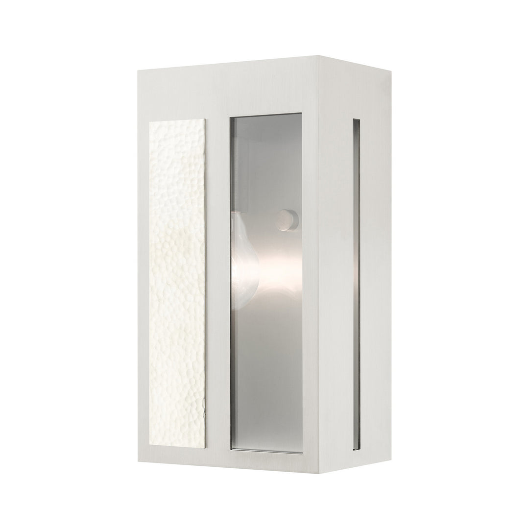 Livex Lighting 27412-91  Lafayette Outdoor Brushed Nickel W/ Hammered Polished Nickel Panels