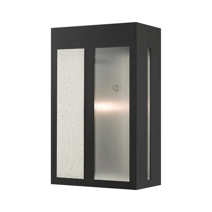 Livex Lighting 27413-04  Lafayette Outdoor Black W/ Hammered Brushed Nickel Panels