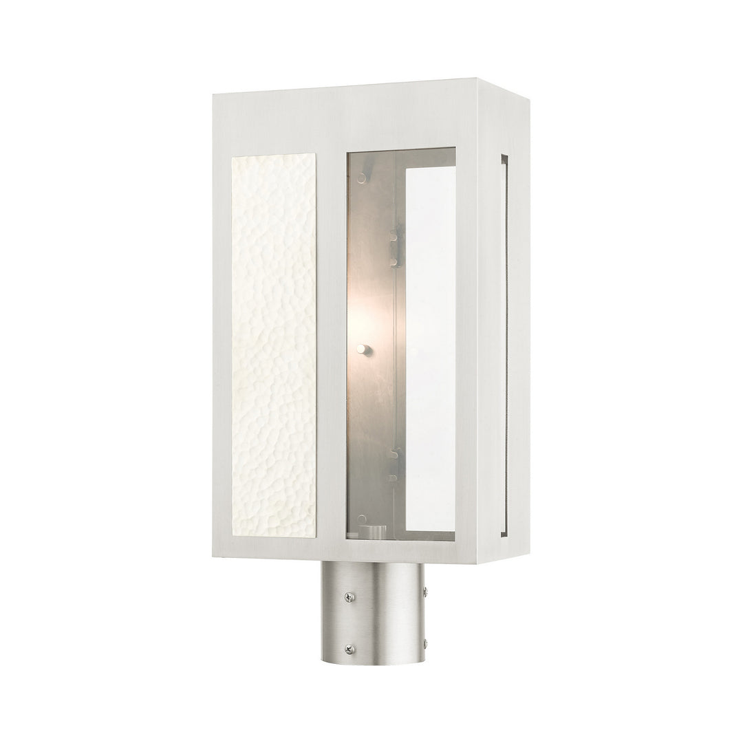 Livex Lighting 27416-91 Modern Lafayette Outdoor Brushed Nickel W/ Hammered Polished Nickel Panels