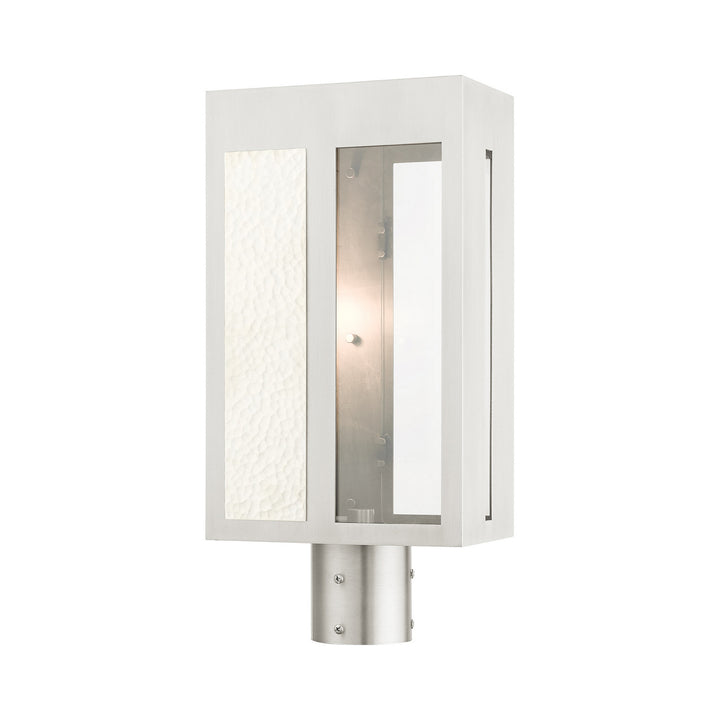 Livex Lighting 27416-91 Modern Lafayette Outdoor Brushed Nickel W/ Hammered Polished Nickel Panels