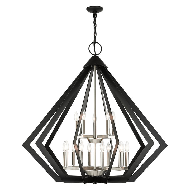 Livex Prism 40928-04 Chandelier Light - Black w/ Brushed Nickel Cluster