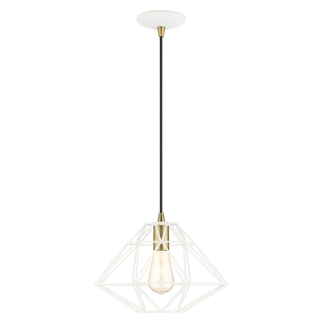Livex Knox 41323-03 Pendant Light - White w/ Antique Brasss
