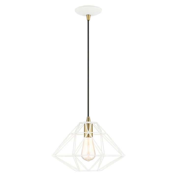 Livex Knox 41323-03 Pendant Light - White w/ Antique Brasss