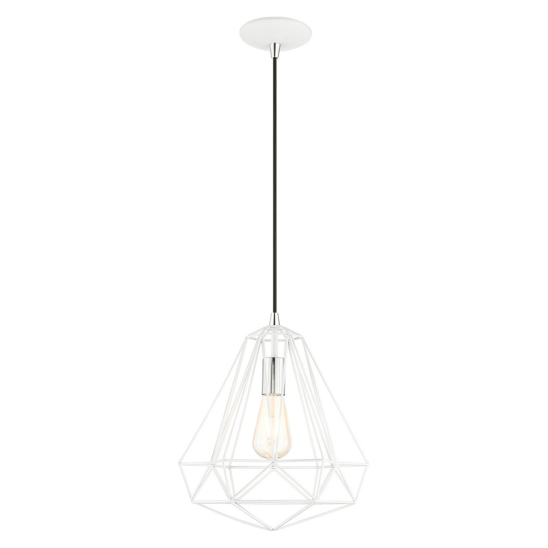 Livex Knox 41324-69 Pendant Light - Shiny White w/ Polished Chromes