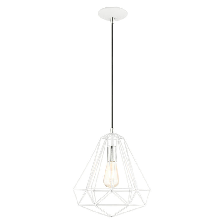 Livex Knox 41324-69 Pendant Light - Shiny White w/ Polished Chromes