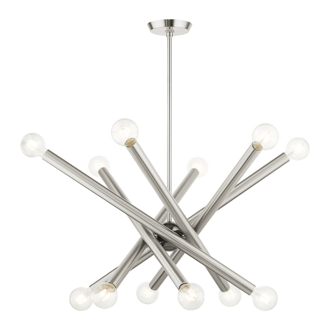 Livex Stafford 45586-91 Chandelier Light - Brushed Nickel w/ Black Chromes