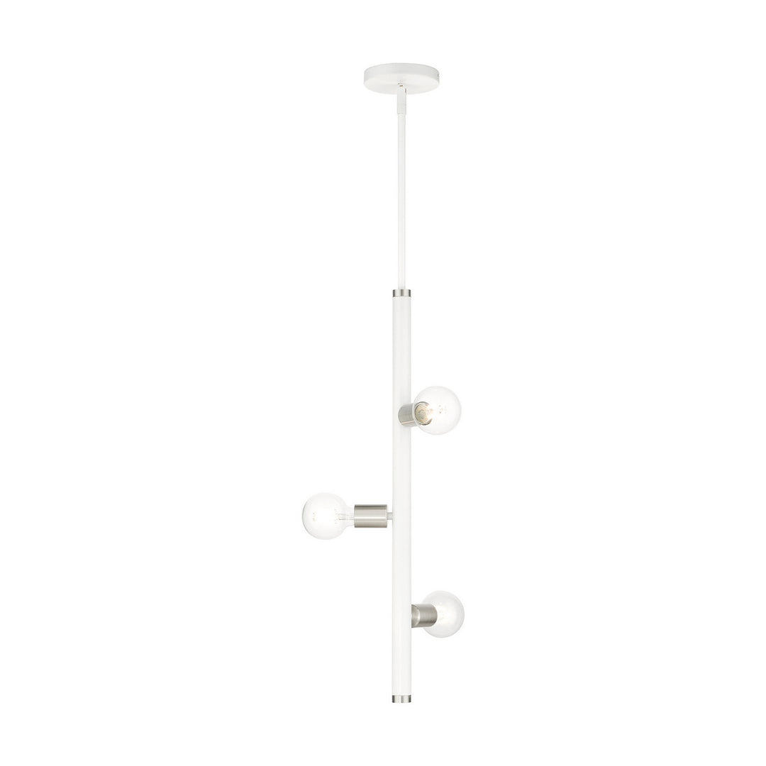 Livex Bannister 45863-03 Pendant Light - White w/ Brushed Nickels