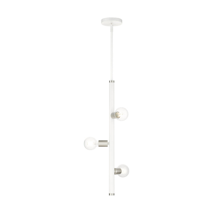 Livex Bannister 45863-03 Pendant Light - White w/ Brushed Nickels