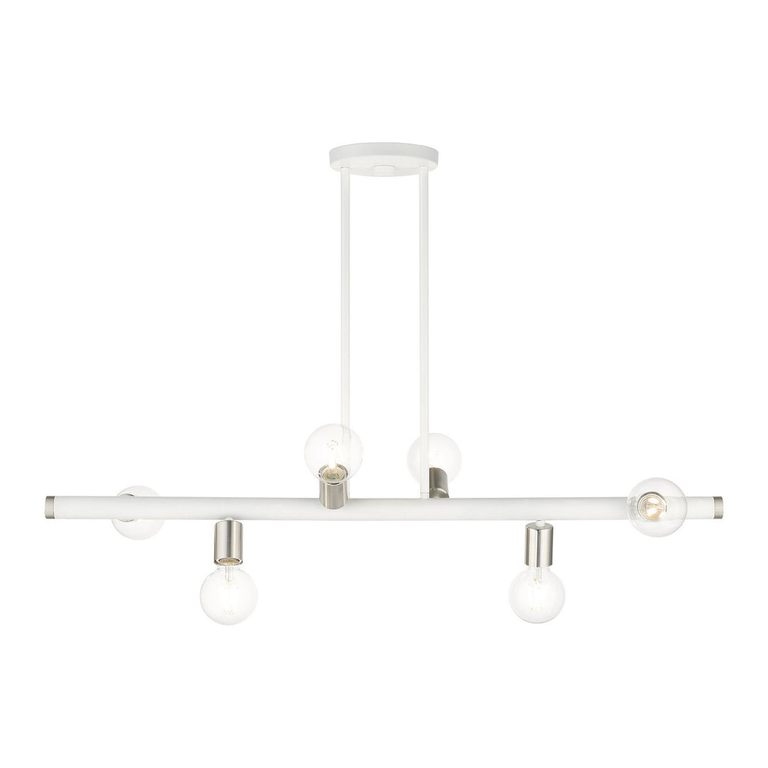 Livex Bannister 45866-03 Pendant Light - White w/ Brushed Nickels