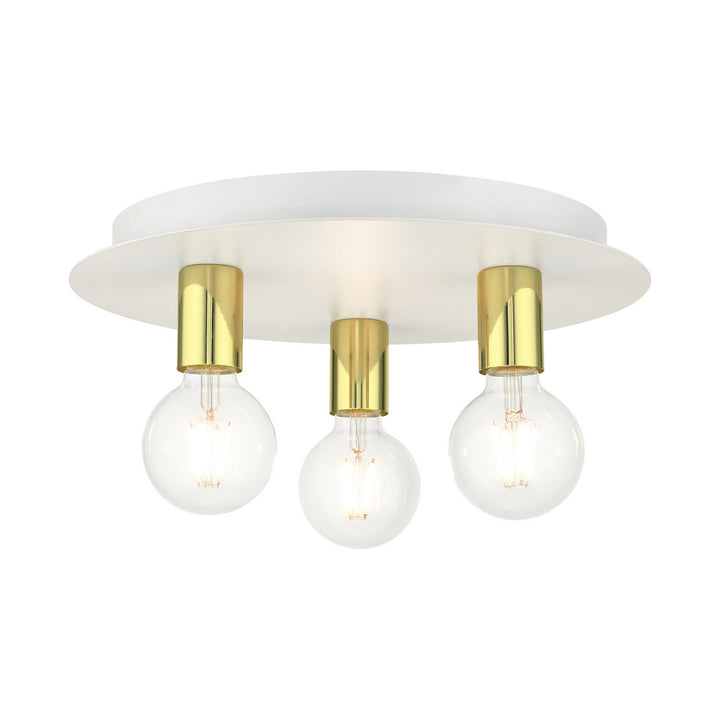 Livex Hillview 45873-03 Ceiling Light - White w/ Polished Brasss