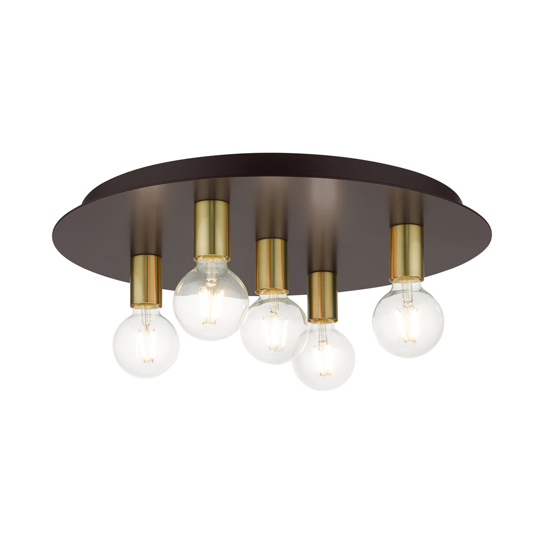 Livex Hillview 45875-07 Ceiling Light - Bronze w/ Satin Brasss