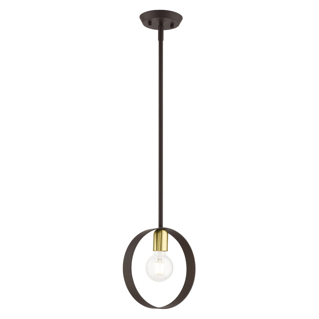 Livex Modesto 46411-07 Pendant Light - Bronze w/ Satin Brasss