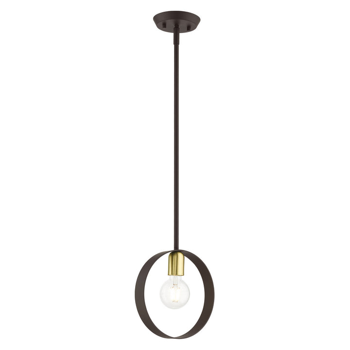 Livex Modesto 46411-07 Pendant Light - Bronze w/ Satin Brasss