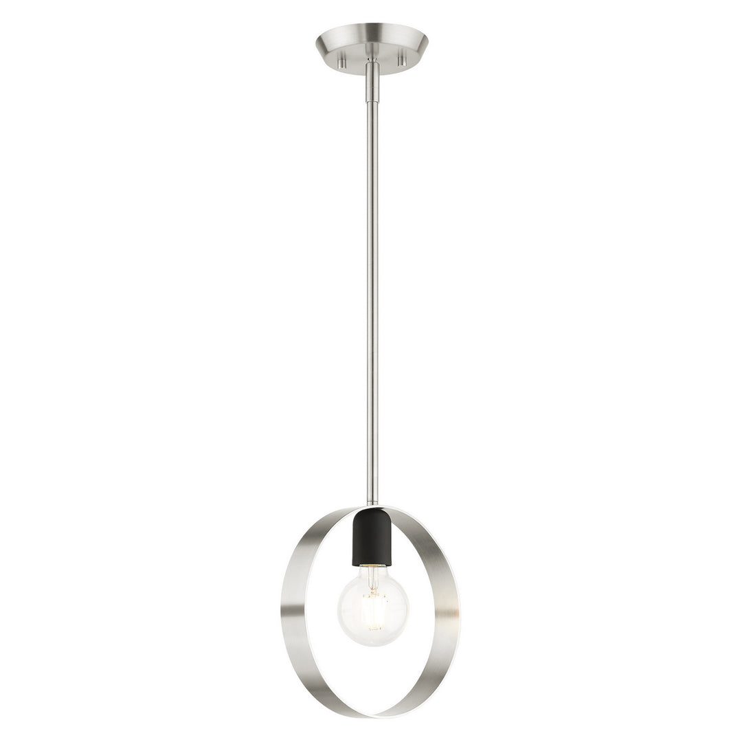 Livex Modesto 46411-91 Pendant Light - Brushed Nickel w/ Blacks