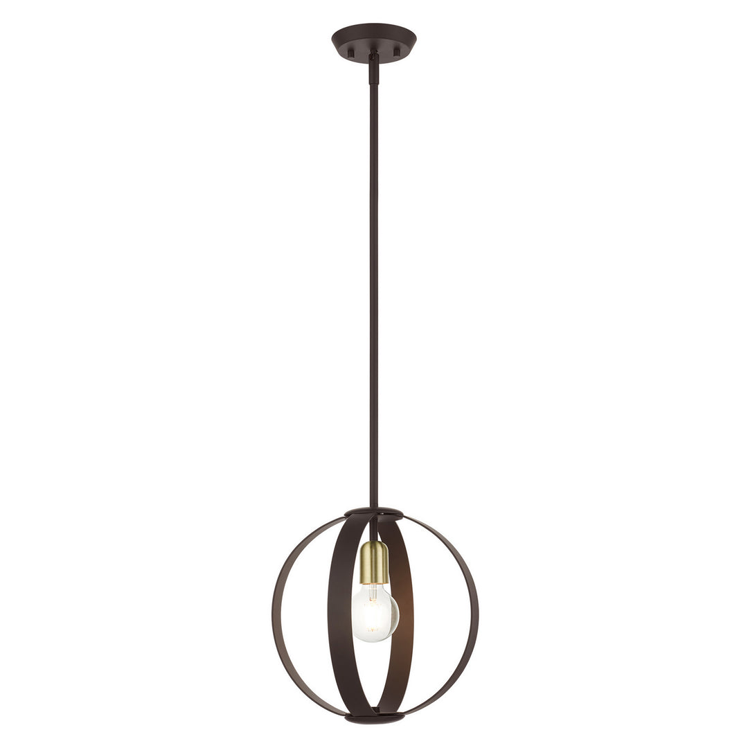 Livex Modesto 46413-07 Pendant Light - Bronze w/ Satin Brasss