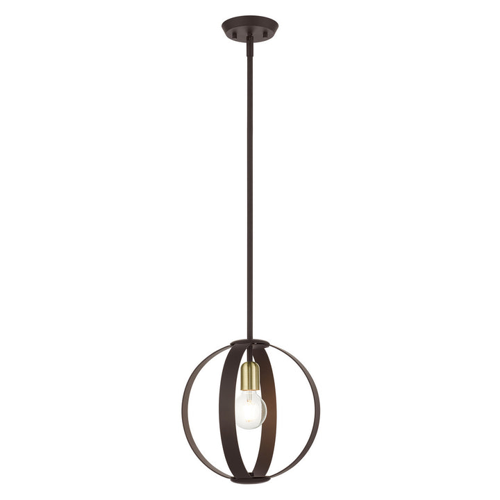 Livex Modesto 46413-07 Pendant Light - Bronze w/ Satin Brasss
