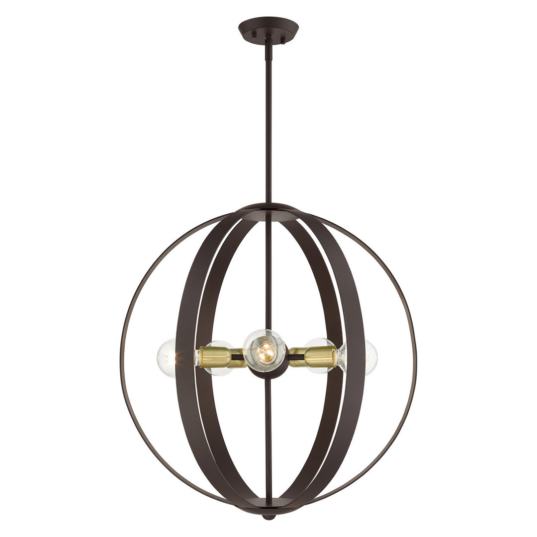 Livex Modesto 46416-07 Chandelier Light - Bronze w/ Satin Brasss