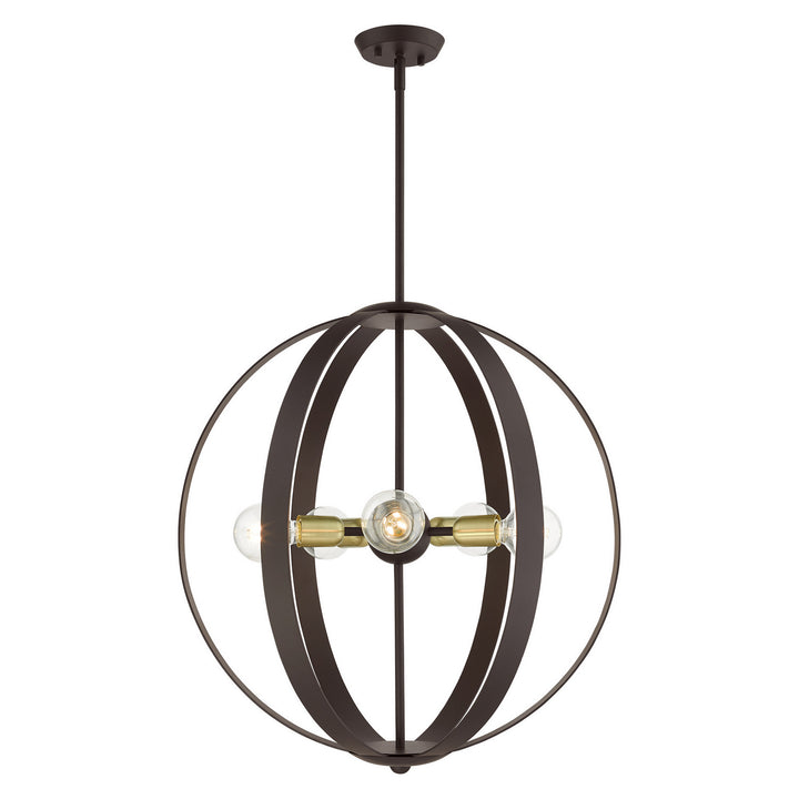 Livex Modesto 46416-07 Chandelier Light - Bronze w/ Satin Brasss