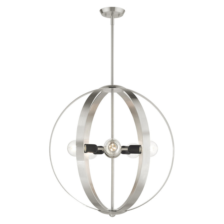 Livex Modesto 46416-91 Chandelier Light - Brushed Nickel w/ Blacks