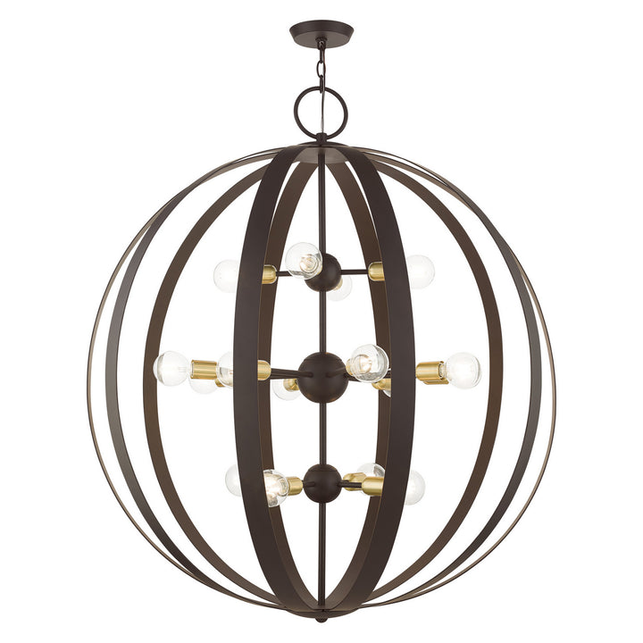 Livex Modesto 46418-07 Chandelier Light - Bronze w/ Satin Brasss
