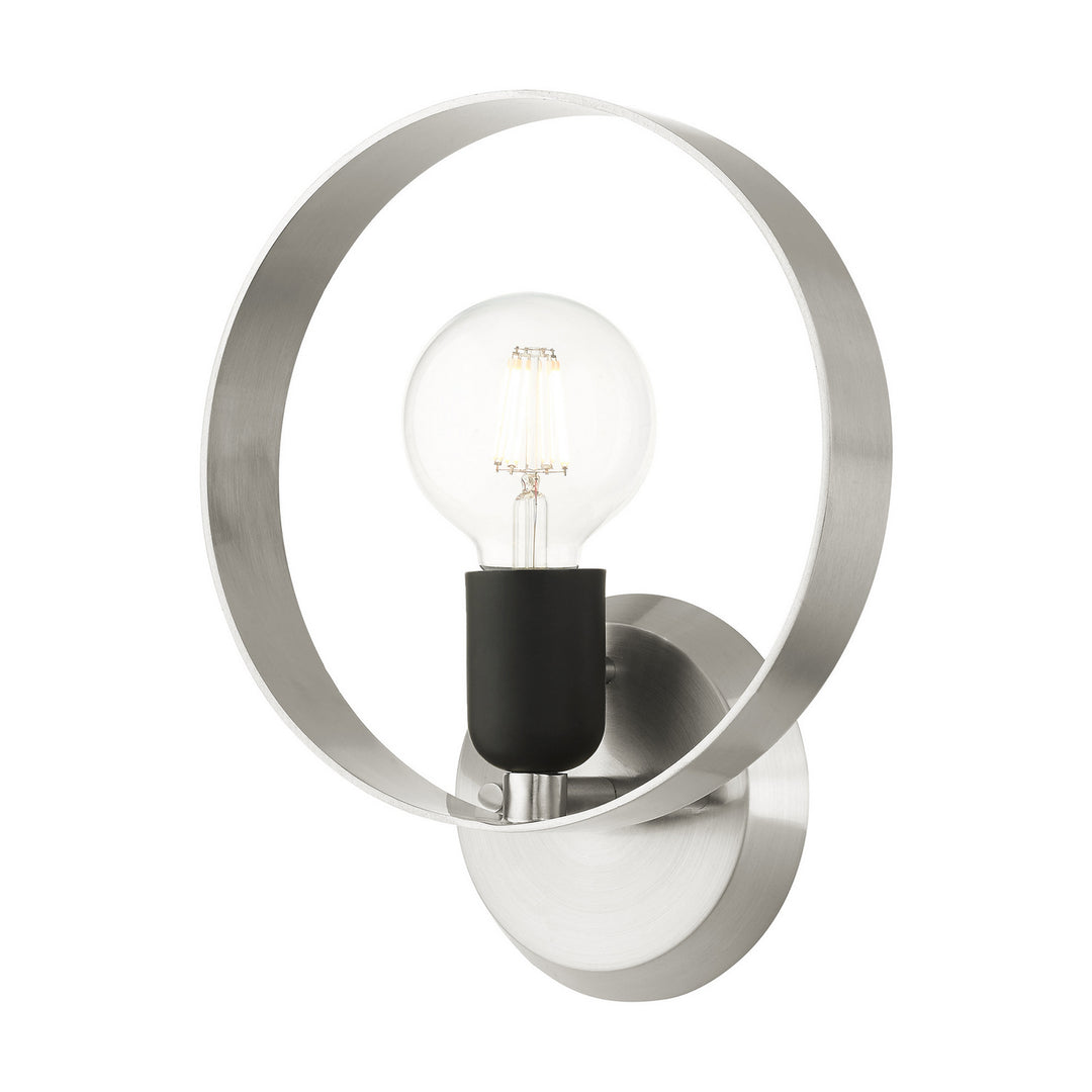 Livex Modesto 46421-91 Wall Sconce Light - Brushed Nickel w/ Blacks
