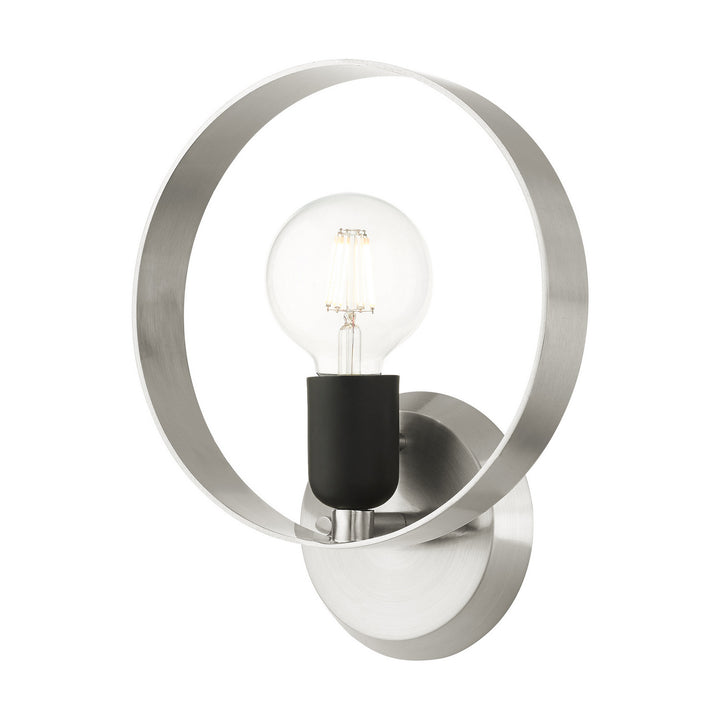 Livex Modesto 46421-91 Wall Sconce Light - Brushed Nickel w/ Blacks