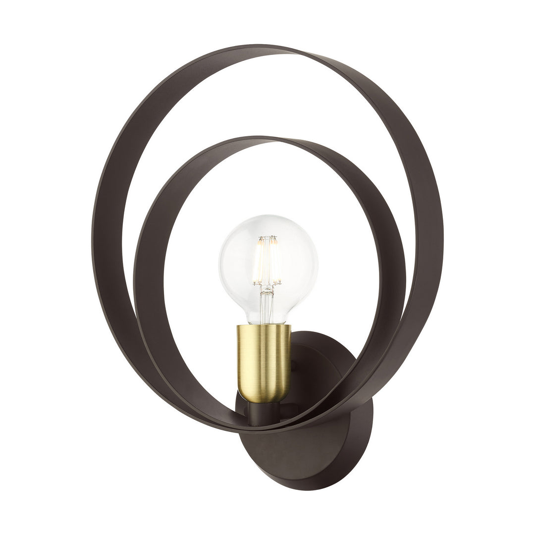 Livex Modesto 46422-07 Wall Sconce Light - Bronze w/ Satin Brasss