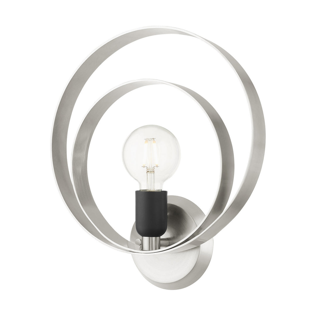 Livex Modesto 46422-91 Wall Sconce Light - Brushed Nickel w/ Blacks