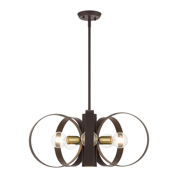 Livex Modesto 46425-07 Chandelier Light - Bronze w/ Satin Brasss