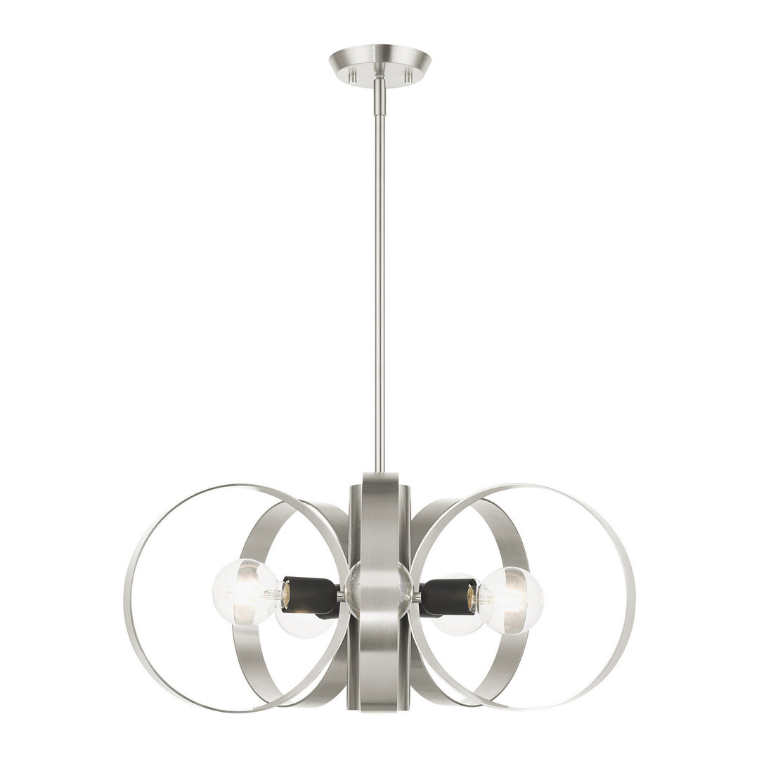 Livex Modesto 46425-91 Chandelier Light - Brushed Nickel w/ Blacks