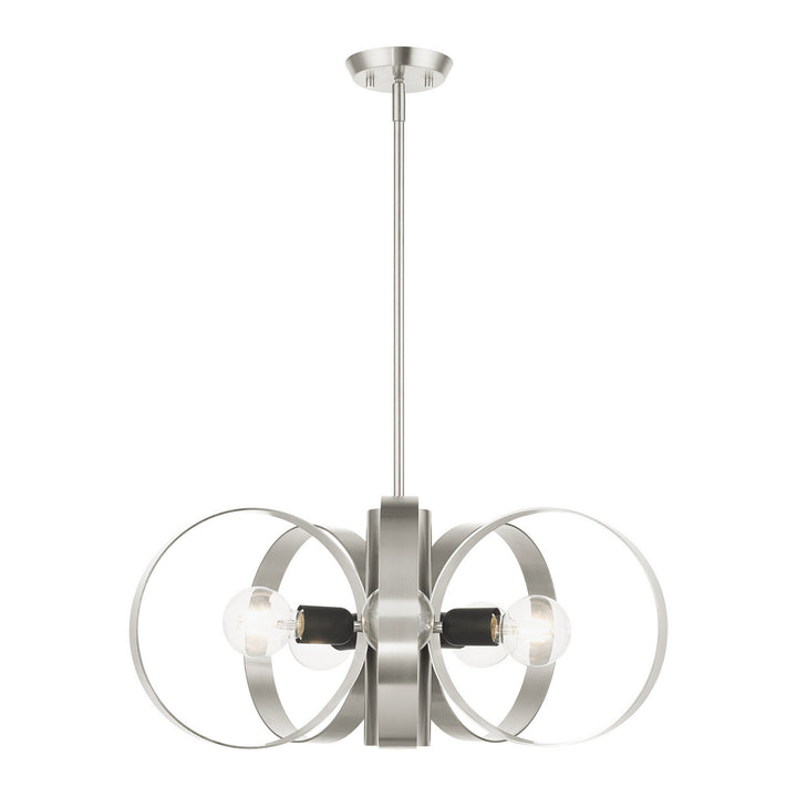 Livex Modesto 46425-91 Chandelier Light - Brushed Nickel w/ Blacks