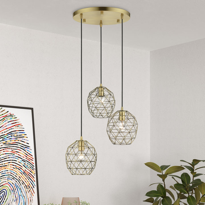 Livex Geometrix 46593-01 Pendant Light - Antique Brass