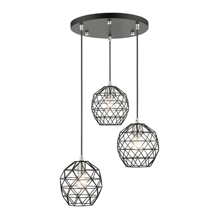Livex Geometrix 46593-04 Pendant Light - Black w/ Brushed Nickels
