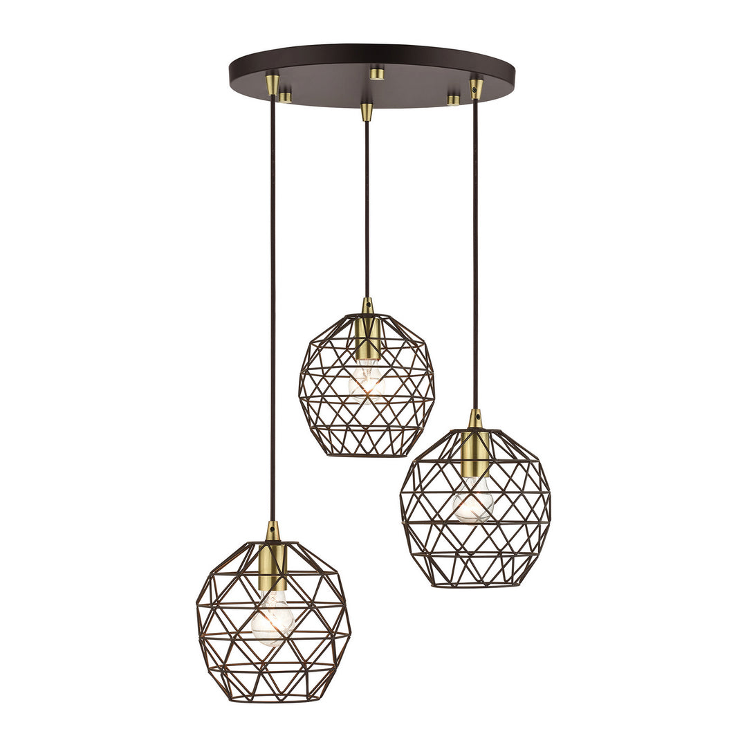Livex Geometrix 46593-07 Pendant Light - Bronze w/ Antique Brasss