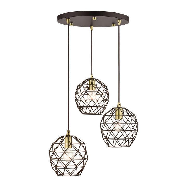 Livex Geometrix 46593-07 Pendant Light - Bronze w/ Antique Brasss