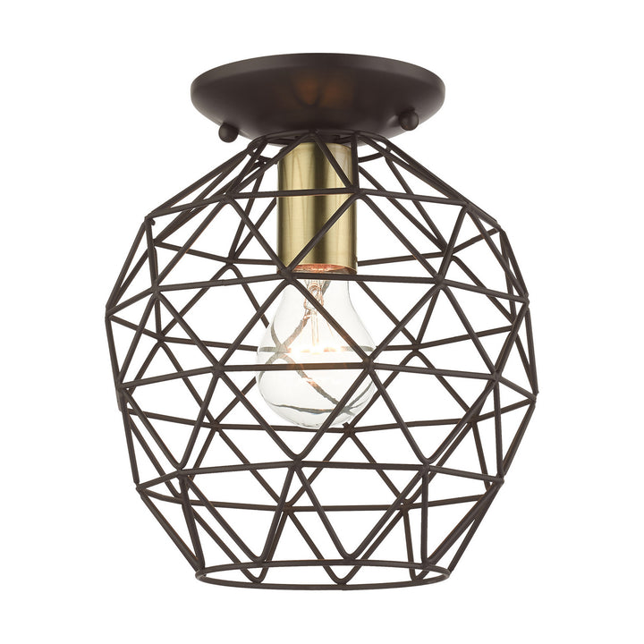 Livex Geometrix 46598-07 Ceiling Light - Bronze w/ Antique Brasss