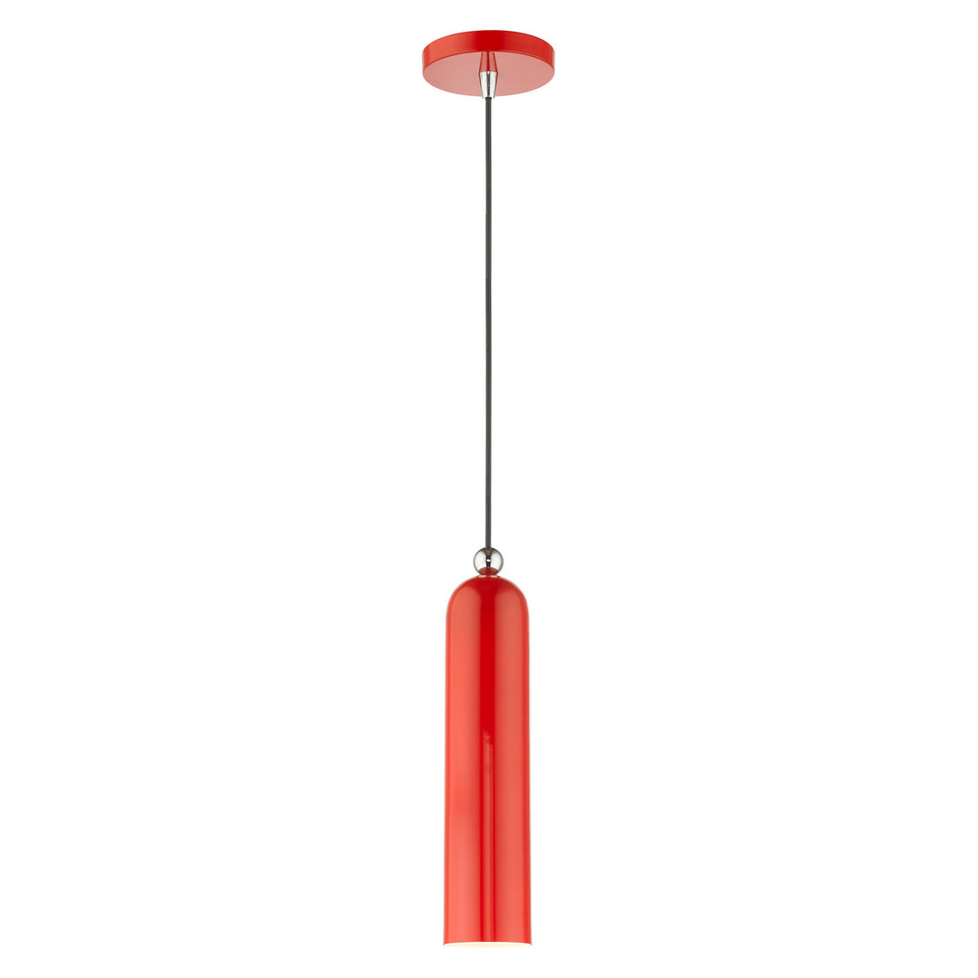 Livex Ardmore 46751-72 Pendant Light - Shiny Red w/ Polished Chromes