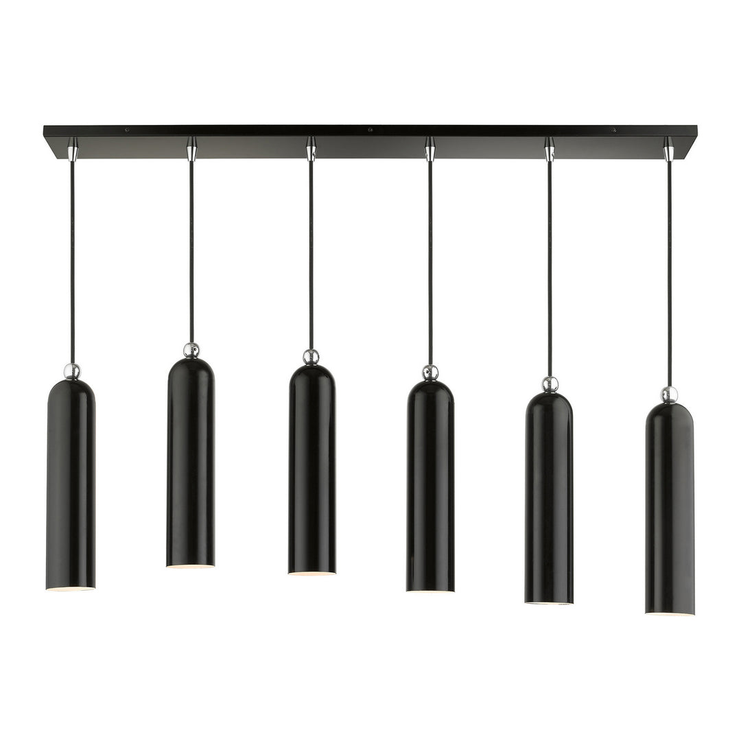 Livex Ardmore 46757-68 Pendant Light - Shiny Black w/ Polished Chromes