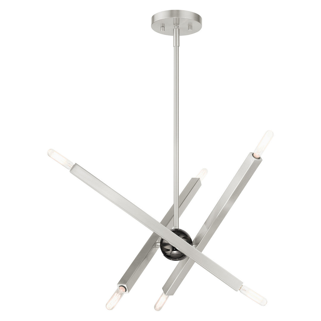 Livex Monaco 46984-91 Chandelier Light - Brushed Nickel w/ Black Chromes