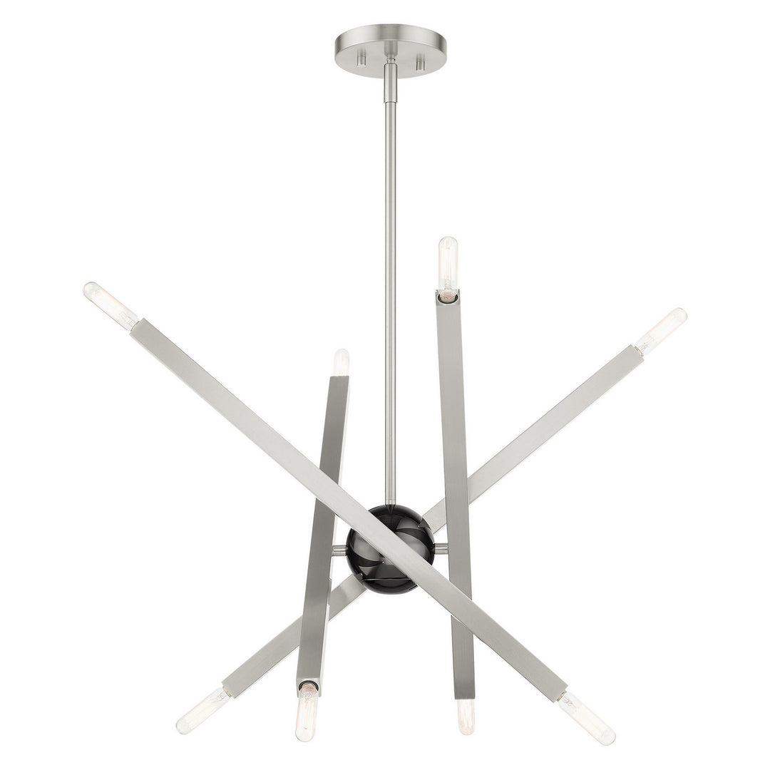 Livex Monaco 46985-91 Chandelier Light - Brushed Nickel w/ Black Chromes