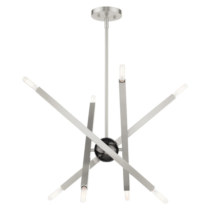 Livex Monaco 46985-91 Chandelier Light - Brushed Nickel w/ Black Chromes